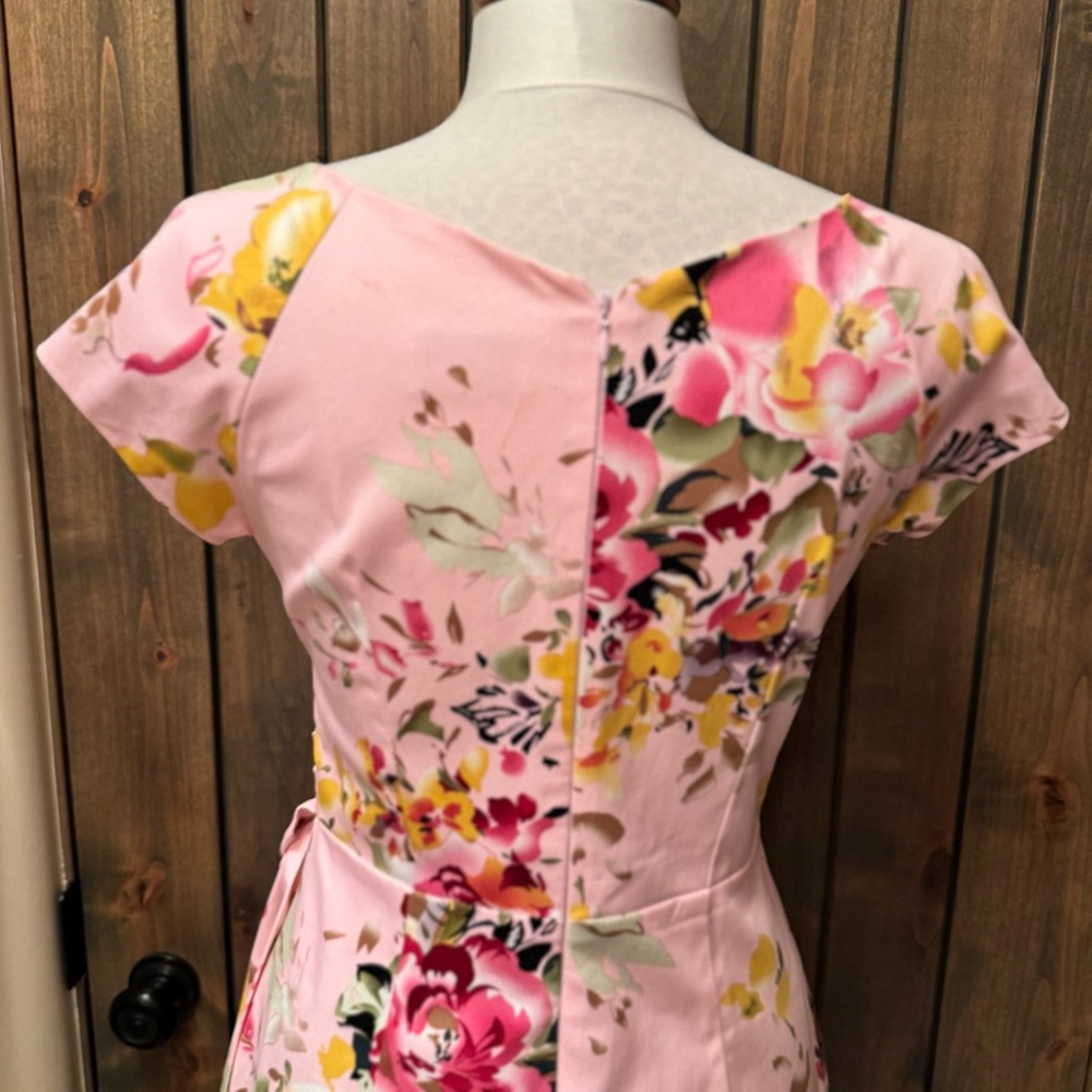 The Pretty Dress Company Hourglass Pencil Seville  Pink Floral US Sz 6 - Picture 3 of 11